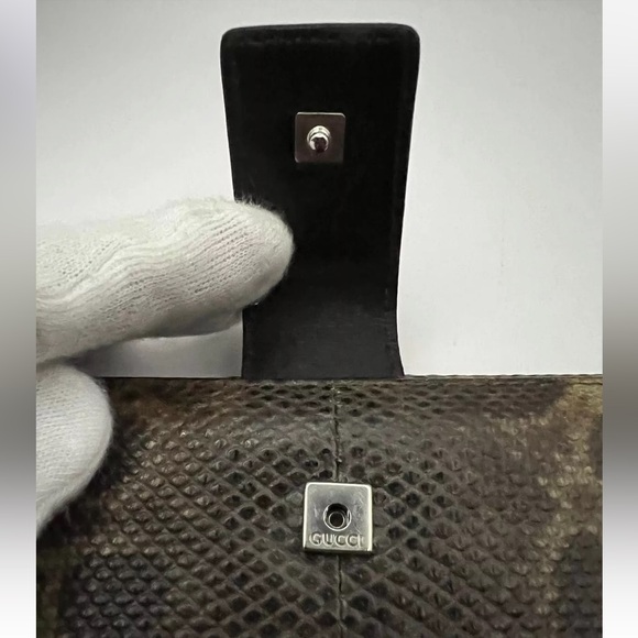 SALE Gucci Wallet Reptile Snake Skin Brown Neutral All Leather Gold Hardware - Picture 14 of 16